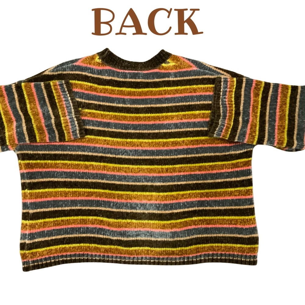 Volcom Striped Chenille Sweater Medium Fuzzy Multi Color Pullover Vintage Y2K - Picture 5 of 9